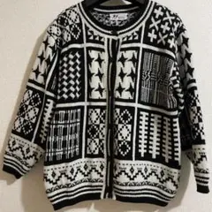 レトロ 幾何学柄 カーディガン ヴィンテージ レディース