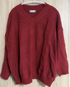 UER Designedby Korea赤 Vネックニットセーター