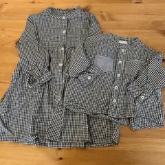 姉弟おそろい　RAGMART チェックワンピース&チェックシャツ