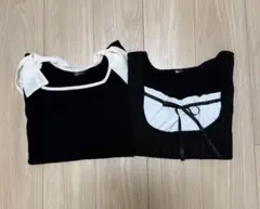 Avail アベイル 4XL トップス 2点セット 黒 白 リボン