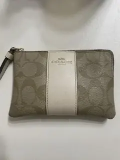 COACH コーチ シグネチャー ポーチ F58035 ベージュ　ホワイト