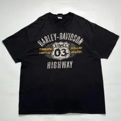 ハーレーダビッドソン Tシャツ XL 黒 ブラック ロードサイン 標識 8914のサムネイル