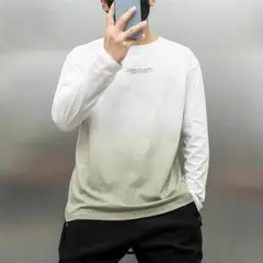 ★Mサイズ　メンズ 長袖Tシャツ グラデーション おしゃれ ゆったり　ロンT