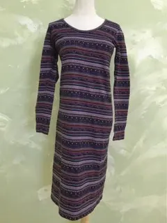 F3507 チチカカ ロングワンピース エスニック柄 赤×青×白×黒