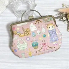 親子がま口財布　22fabric*ドレスメーカー/ピンク　ハンドメイド