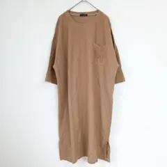 RafRaf ラフラフ Tシャツワンピース ロング丈 綿100% ブラウン L