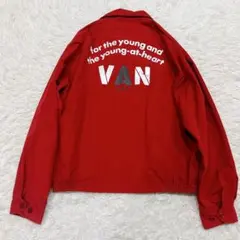 VAN Jacket　スイングトップ　裏地チェック　バックプリント　レッド　LL