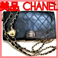 【美品】シャネル黒CHANEL ビコローレ長財布 新品ショルダー付!鑑定済!