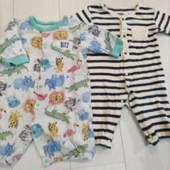動物柄ロンパース　ボーダーロンパース　セット
