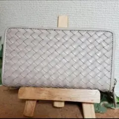 極美品♡HIRAMEKI.ヒラメキ編み込みレザー がま口長財布 型押し 本革 