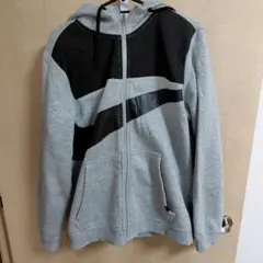 Nike ジップアップパーカー ビッグロゴ　ビッグスウォッシュ　グレー/ブラック