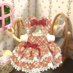 バイアスチェックのワンピース♡赤系♡女の子サイズ♡メルカリ便♪