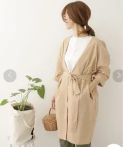 【アーバンリサーチドアーズ】七部丈　ベージュウエストリボンガウンコート