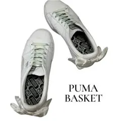 PUMA BASKET リボン スニーカー ホワイト　バスケットボウ　24のサムネイル