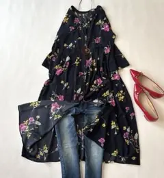 美品♡アーバンリサーチドアーズ シースルーワンピース 花柄　ブラック シアー