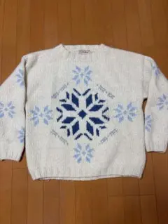 80s〜90s エルエルビーン ウールニット ノルディックセーター 氷結晶柄