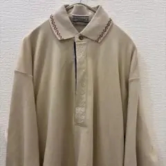 【VIVACE】 ポロシャツ　古着　襟元首元柄　長袖　L
