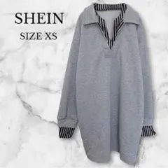 ✨美品✨シーイン　スウェットシャツ　ストライプ　オーバーサイズ　グレー　XS