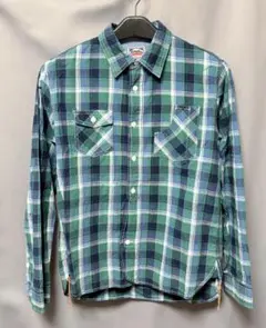 HOUSTON/ヒューストン インディゴチェック 長袖ワークシャツ 日本製