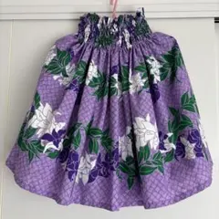 フラダンス用ケイキパウスカート 紫色 花柄