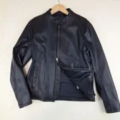 美品✨PLST　プラステ　メンズ　シングルライダース　フェイクレザー　黒　M
