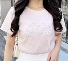 INGNI 装飾付ふくれ刺繍ロゴTシャツ ・コンパクトT ・パール付き