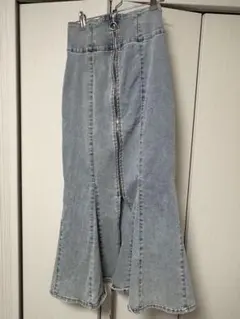 フロントジップ デニム マーメイドスカートのサムネイル