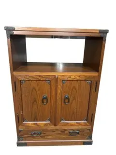 高級 茶箪笥 茶棚 飾り棚 六角透かし窓 装飾金具 - メルカリ