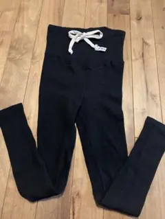 リブ編み ブラック マタニティレギンス