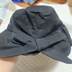 ブラック 帽子 バケットハット リボン付き レディース 折りたたみ UVカット