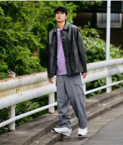 BIG MAC×green label ブラック フェイクレザー カバーオール