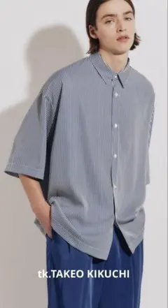 ◆tk.TAKEO KIKUCHI ◆ナメラカストライプ ルーズシャツ◆