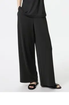 クレープジャージーストレートパンツ 3XL ブラック
