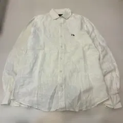 希少 80s リネンシャツ 麻 ユーロヴィンテージ ホワイト 白シャツ アメカジ