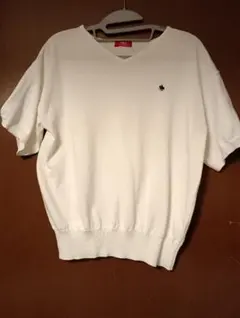 POLO ホワイト Vネック 半袖ニット Mのサムネイル