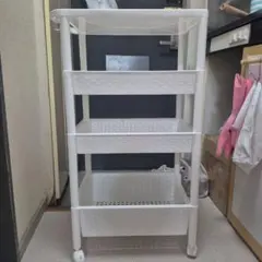 3段 キッチンワゴン キャスター付き ホワイトのサムネイル