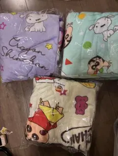 クレヨンしんちゃん フランネルブランケット 3枚セット