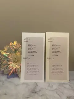 メニュー表　食事　ドリンク　結婚式　結婚披露宴　ゲストテーブル　ペーパーアイテム