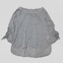 COLLINS’STUDIO♡オフショルストライプブラウス　袖リボン　M