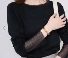 SLOBE IENA レイヤードフロッキードットスリーブロンTEE