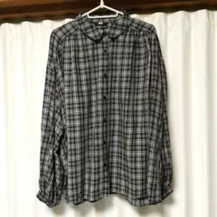 UNIQLO チェック柄 長袖 ブラウス ブラック L