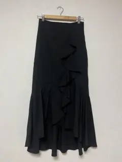 MURUA ブラックフレアフリルロングスカート