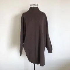 美品　スライ　ブラウン　ニット　ハイネックワンピース　スウェットライクニット