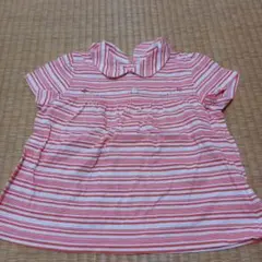 familiar 赤と白のストライプシャツ サイズ4