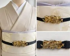 14金帯留め 刀装具 刀の鞘 龍モチーフ帯留め リメイク品 鑑定品約10g