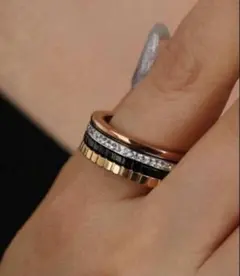 新品　4連ブラックリング　 US10号　21号　キャトルリング