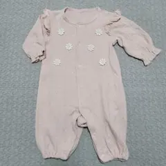 フリル付き花モチーフロンパース 70㎝