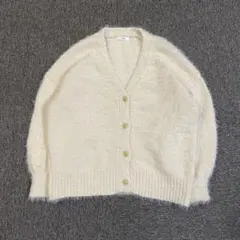 シャギーニットカーディガン モヘア M きれいめ カジュアル シンプル