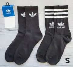 新品 アディダス オリジナルス 22-24cm S ブラック ソックス　2足