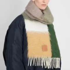 極美品♡ロエベ　ストライプ　スカーフ　マフラー　モヘア　ウール　アナグラム